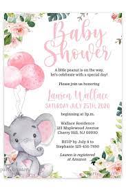 Elephant Baby Shower Invitations For A Girl Edit Yourself Etsy Elephant Baby Shower Invitations Baby Shower Invitations Elephant Baby Shower