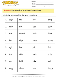 Find The Antonym Of Words Turtlediary Com Antonym Reading Worksheets School Speech Therapy