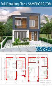 Home Design Plan 6 5x7 5m 2 Bedrooms Samphoas Plan Small House Design Plans Model House Plan Small House Design