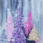 Paint Nite: Snowy Pastel Pines with Deer