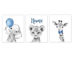 Check spelling or type a new query. Amazon Com Safari Animals Baby Boy Nursery Wall Art Blue Elephant Giraffe Lion Decor 3 Unframed Prints Handmade Products
