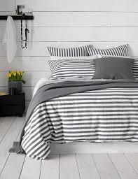 Black And White Striped Sheet Set Full Our Coastal Stripe Charcoal Bed Linen Is The Perfect Companion For Your Coastal Inspired Bedroo Grey Bedroom Design Coastal Bedroom Decorating Coastal Bedrooms