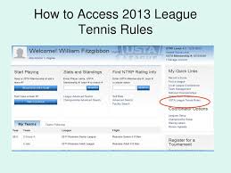 Drill down search you can drill down to find information through a series of dropdown boxes based on the structure of league play within the usta. Ppt How To Usetennis Link Powerpoint Presentation Free Download Id 6023041