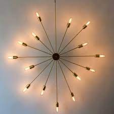 Novelty Shape Industrial Style 15 Bulbs 43 W Large Starburst Led Wall Light In Gold Finish Wall Lighting Design Swing Arm Wall Lamps Wall Lights