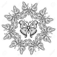 For boys and girls kids and adults teenagers and toddlers preschoolers and older kids at school. Zentangle Vector Circle Of Flying Butterflies For Adult Anti Stress Coloring Pages In Doodle Style Ornamental Tribal Patterned Illustration For Tattoos Posters Or Prints Decoration Hand Drawn Sketch Royalty Free Cliparts Vectors