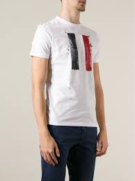 Moncler Flag Print Tshirt In White For Men Lyst