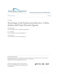 And only a limited sample of examples are included in this. Pdf Technology In The Employment Interview A Meta Analysis And Future Research Agenda