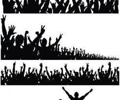 Silhouette Of A Crowd Of People With Their Hands Raised Silhouette Clip Art Vector Free
