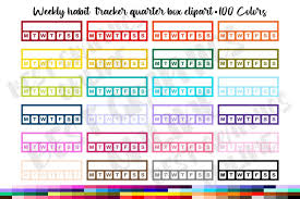 Download 100 Weekly Habit Tracker Planner Sticker Clipart Quarter Box 814631 Illustrations Design Bundles
