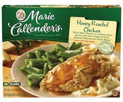 A collection of side by side cooked frozen dinner comparisons where the left is the marketing version of the box and the right is the results of following. Marie Callender S Frozen Dinner Honey Roasted Chicken 14 Ounce Walmart Com Walmart Com