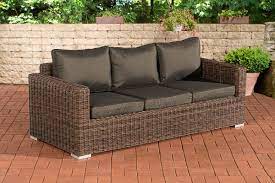 Lounge möbel für garten und terrasse runde formen trendig. 3er Sofa Cp053 3 Sitzer Poly Rattan Kissen Anthrazit Braun Meliert Kaufen Bei Mendler Vertriebs Gmbh