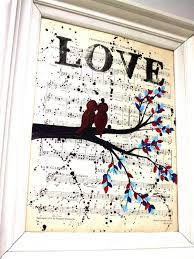 Unique Engagement Gift Original Music Sheet Painting Of Love Etsy Sheet Music Crafts Unique Engagement Gifts Music Crafts