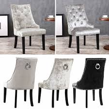 New deep blue crushed velvet dining chair with lion knocker premium quality. Pair Of 2 Plain Crushed Velvet Dining Chairs Classic Ring Knocker Back Studs Ebay