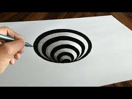 Step by step drawing animals: Very Easy 3d Trick Art How To Draw A Round Hole On Paper Easy 3d Drawing 3d Art Drawing Optical Illusions Art