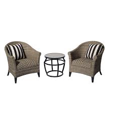 Shop Allen Roth Sommerdale 3 Piece Cushioned Wicker Patio Conversation Set At Lowe White Furniture Living Room Conversation Set Patio Outdoor Furniture Sets