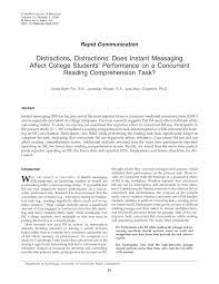 Check spelling or type a new query. Pdf Distractions Distractions Does Instant Messaging Affect College Students Performance On A Concurrent Reading Comprehension Task