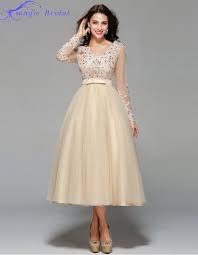 Vestido De Noiva Curto Vintage Lace Tea Length Short Wedding Dress Elegant Long Sleev Cocktail Evening Dresses Lace Evening Dresses Tea Length Cocktail Dresses