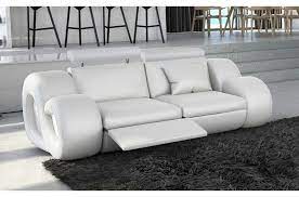 Méridienne, pouf, banquette, chauffeuse, combinez les différents éléments pour créer le canapé qui convient le mieux à votre espace détente. Canape 2 Places En Cuir Superieur Luxe Haut De Gamme Italien Monrelax Blanc Mobilier Prive