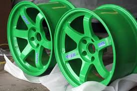 Black And Neon Green Rims Volk Racing Car Wheels Rims Car Throttle Ford Mustang Car