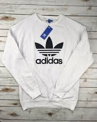 Black And White Adidas Hoodie Mens Unisex Adidas Trefoil Crew Sweatshirt Pullover White Black M Nwt Defect Adidas Sweatshirt Mens Sweatshirts Adidas Sweatshirt Pullover Sweatshirts