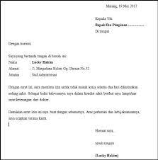 Contoh Surat Tidak Masuk Kerja Dari Rt Surat Masuk Sekolah Pimpinan