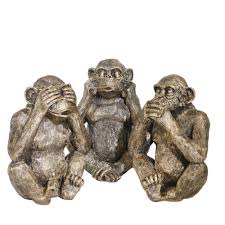 See no evil, hear no evil, speak no evil with hands over eyes, ears. Resin Hear No See No Speak No Monkeys Gold Set Of 3 Overstock 30971950
