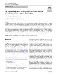 Pdf The Relationship Between Gender And Life Satisfaction Analysis Across Demographic Groups And Global Regions
