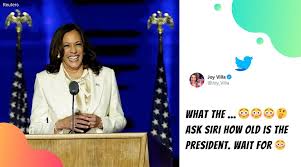 Kamala harris' first name means lotus flower in hindi. People Share Videos Of Siri Citing Kamala Harris S Age When Asked How Old The President Is Trending News The Indian Express