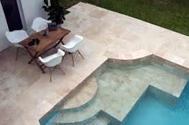 These bull nose finished travertine pool copings come in 3 sizes for design and installation flexibility. 12x24 Ivory Swirl Travertine Pool Coping