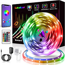 Amazon Com Led Strip Lights Kiko Smart Color Changing Led Lights 16 4ft 5m Smd 5050 Rgb Light Strips With Bluetooth Controller Sync To Music Apply For Bedroom Party Home Decoration Home Improvement