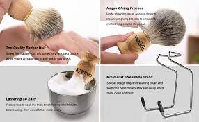 Amazon.com : Shaving Set, 3In1 Pure Badger Hair Shaving Brush Natural Solid  Wood Handle And Stainless Steel Shaving Stand With Shaving Bowl Dia 3.2  Inches For Men Wet Shaving By Anbbas :