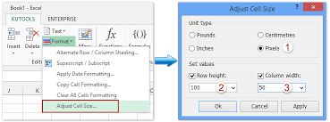 how to set column width and row height for a range in excel