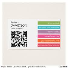 The comprehensive social media business card if you're like a lot of businesses, you?ll have a presence on multiple social channels. Bright Bars 2 Qr Code Social Media Business Card Zazzle Com Social Media Business Cards Media Business Cards Custom Business Cards