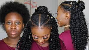 Quick Protective Style Half Feed In Braids Half Crochet Hair On Short 4c Natural Hair Tutorial Youtube