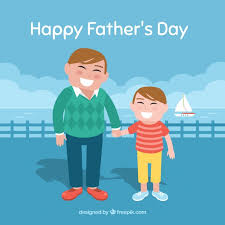 Gracias por todo lo que haces cada día por nuestra familia, ¡somos muy afortunados de tenerte! Fondo De Feliz Dia Del Padre Con Papa E Hijo Vector Gratis