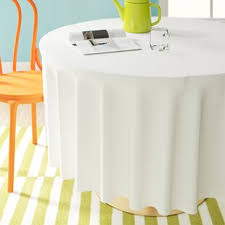 Premium crystal clear vinyl tablecloth digitally printed with white floral designs, serves as a fine table top protector. Round Elastic Tablecloth Wayfair