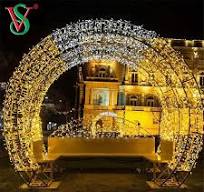 Outdoor Festival Christmas Commercial Decorations 3D Arch Motif Lights