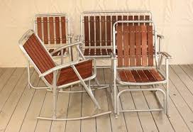 Redwood Aluminum Folding Patio Furniture Set Rocking Chair Loveseat Mid Cent Modern Bedroom Furniture Mid Century Modern Bedroom Furniture 60s Retro Furniture