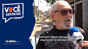 Aposentado Alberto Marques reclama de alagamento na passagem Adriano