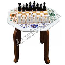 White Marble Chess Board Inlay Jasper Stone Table Top Chess Board Stone Table Top Marble Inlay