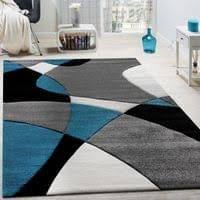 Designer Teppich Modern Geometrische Muster Konturenschnitt In Turkis Grau Schwarz Grosse 160x230 Cm Schwarzer Teppich Moderne Teppiche Teppich