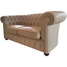 Looking good with comfortable zone. Midcentury Chesterfield Sofa Loveseat White Leather For Sale At 1stdibs