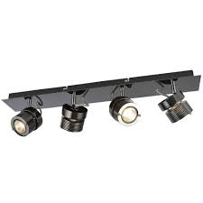 Spa Bathroom Lighting Pedro 4 Light Ip20 Black Chrome Spotlight Bar Ceiling Lighting From Taps Uk