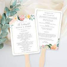 Printable Program Fan Or Flat Double Sided Program Templates Printable Wedding Program Instant Download Blush Floral Bfc Printable Wedding Programs Printable Programs Program Template