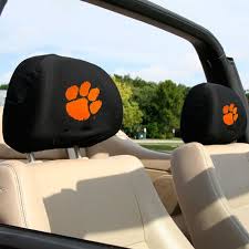 Clemson Tigers Black 2 Pack Headrest Covers Clemson Tigers