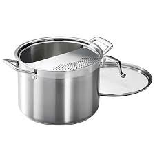 Tramontina 8 Quart Lock Drain Pasta Cooker Pot With Strainer Lid 18 8 Stainless Steel Induction Cooktop Cooktop Pasta Cookers
