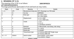 Vin How To Read A Subaru Vehicle Identification Number