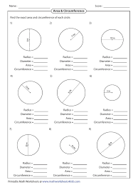 Word problems included in few worksheets. Area And Circumference Of A Circle Practice 1 10