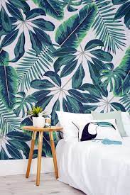 Styling wallpaper with on trend wall panelling for a stylish feature wall. 33 Very Chic Ways To Decorate With Tropical Wallpaper Tropical Home Decor Tropical Bedrooms Wallpaper Bedroom