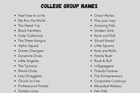 This represents perhaps the most complete picture of the most common names in the united states. College Group Names 300 Names For Your College Team